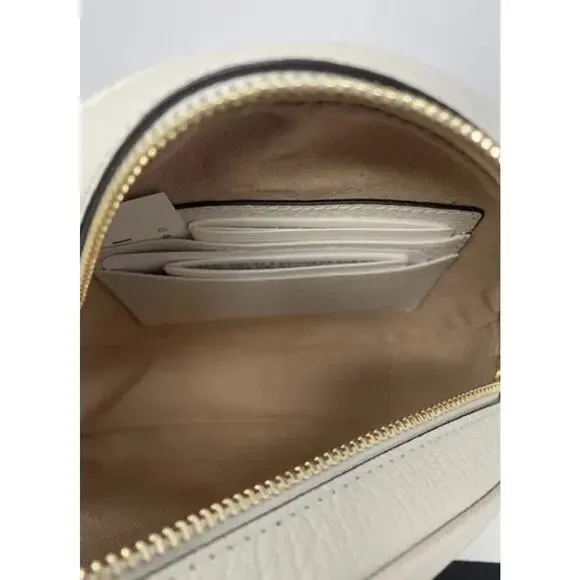 NEW! GUCCI ROUND LEATHER WHITE WEB BACKPACK SHOULDER BAG AUTHENTIC BOX! - Picture 7 of 9